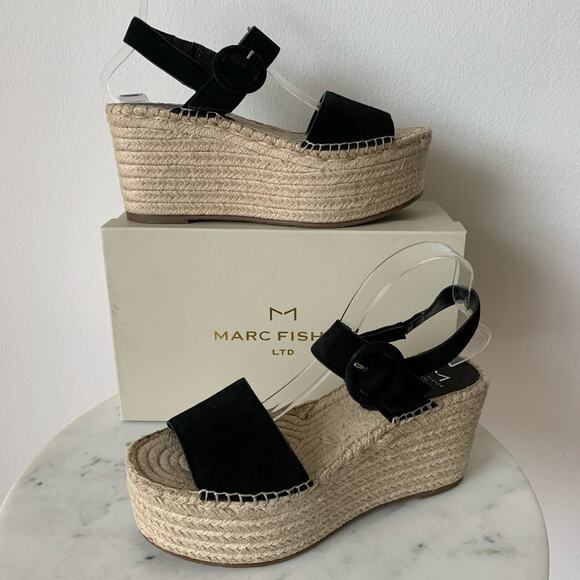 NWT Marc Fisher Rex Suede Sandals Black 9.5 - Picture 3 of 11
